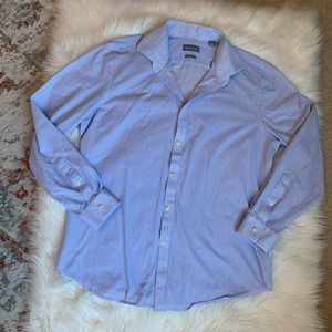 Michael Kors Slim Fit Long Sleeve Dress Shirt In Blue Stripe XL